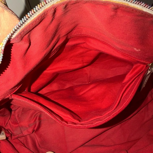 Dooney & Bourke Alphabet Print Satchel Cream Multicolor Leather Trim - Picture 10 of 16